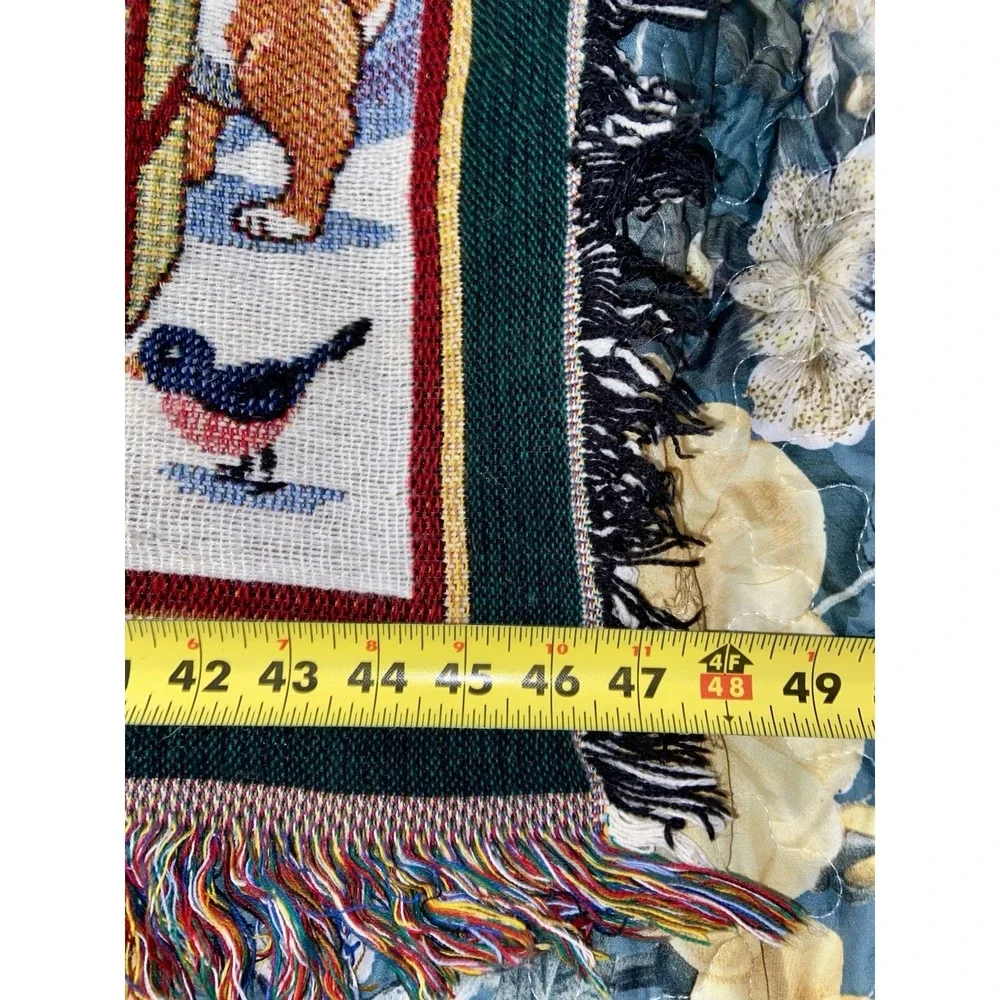 Vintage Crown Crafts Snowman Christmas Woven Tapestry Blanket Throw Holiday EUC